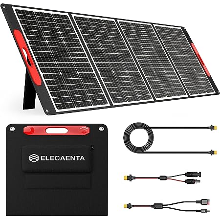 【極薄超軽】ELECAENTA 300W ソーラーパネル 軽量6.3KG XT60 MC4 DC8020 Andersonコネクタ 3M超長XT60ケーブル ETFE太陽光パネル 折りたたみ式 フレキシブルソーラー充電器 曲げるに強い 高転換率 単結晶 直列並列可 薄型携帯便利 ポータブル電源充電用 キャンプ アウトドア 節電防災 （Uranus-300）