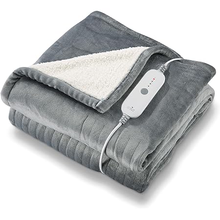 SOTHING加熱毛布、加熱カバーカーペット、電気毛布- 両面-フランネル+ソフトミンキードット、150 x 85 cm、過熱保護、6段階の温度調節可能、洗濯可能