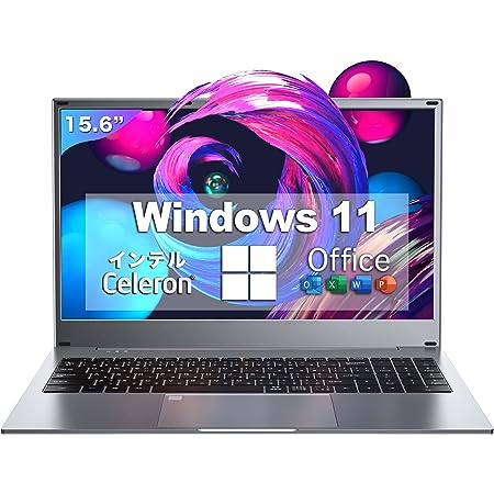 ノートパソコン office搭載 Windows11 ノートPC 15.6インチ、VETESA Win 11 8GB RAM 512GB ROM，MS Office2019搭載 薄型ノートPC、IPS180°視野角大画面ディスプレイ、インテルCeleron N、日本語キーボード テンキー付/デュアルUSB3.0/WIFI/Bluetooth テレワーク応援/初心者向け 仕事用/軽量薄型学習用