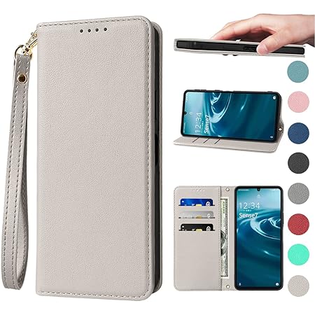 AQUOS sense7 ケース 手帳型ケース おしゃれ ショルダー SH-53C ケース SHG10 ケース 女性 肩掛け アクオス センス7 ケース ストラップ カード収納 スタンド機能 スマホケース aquos sense7 ブック型 可愛い マグネット式 高級PUレザー 全面保護 耐衝撃 軽量 防水 人気 MAGICASE バイカラー （グレー メ ピンク）