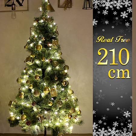 クリスマスツリー セット 210cm 部屋 LEDイルミネーションライト クリスマスグッズ鉄製のスタンド 組立簡単 収納便利 高濃密度 豪華 装飾 クリスマス飾り おしゃれ クリスマスグッズ 商店 (Size : 2.1m)