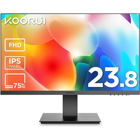 KOORUI モニター 24インチ、ディスプレイ フルHD IPS 非光沢 デスクトップディスプレイ (75hz/5ms/HDMI VGA/VESA対応/アイケア/広い視野角178°/スピーカー非搭載)