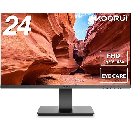 KOORUI モニター 24インチ、ディスプレイ フルHD IPS 非光沢 デスクトップディスプレイ (75hz/5ms/HDMI VGA/VESA対応/アイケア/広い視野角178°/スピーカー非搭載)