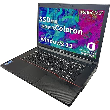 富士通 ノートPC [ PCステージ W.R.K 無線マウス付属]A553/Office 2019/Win 11 Pro/15.6型/WIFI/Bluetooth/Celeron 1000M/メモリー4GB/SSD128GB (整備済み品)