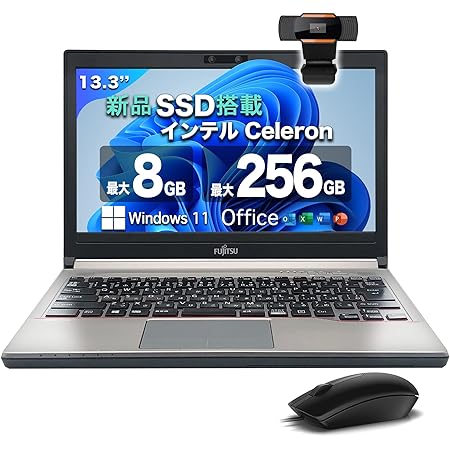 ノートパソコン Office搭載 Windows11 A576 第6世代Celeron 3855U 15.6インチ大画面 ノートPC メモリ4GB 日本語キーボード/テンキー/HDMI/USB 2.0/USB 3.0/無線LAN/Bluetooth/有線マウス付き/初期設定済み 初心者向け パソコン laptop (SSD 128GB)(整備済み品)