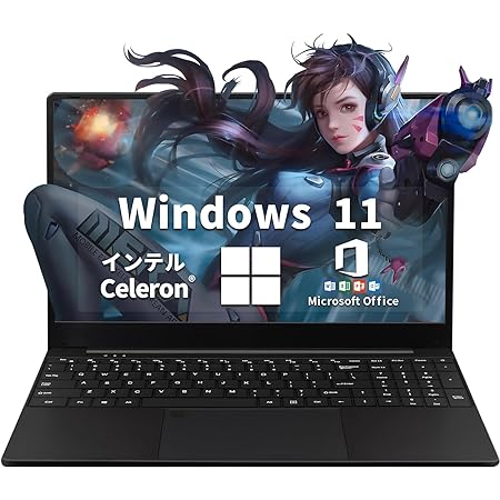 BINTECノートパソコン15.6型FHD薄型軽量ノートPC 本体1.5kg/ 16Gメモリ高速SSD/Windows11 & Office2019 初期設定不要/インテル第11世代Celeron高速静音CPU/1920*1080 IPS液晶/Webカメラ内蔵/USB3.0/Mini HDMI/SSD増設可能/テンキー付き・バックライトキーボード搭載/ リモートワーク&学習用仕事用高性能ノートPC 初心者向け薄型PC(960G SSD, ブラック)