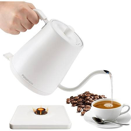 電気ケトル 0.8L コーヒーと紅茶に使用される、食品グレード304ステンレス鋼 1000Wクイックヒーティング（白）