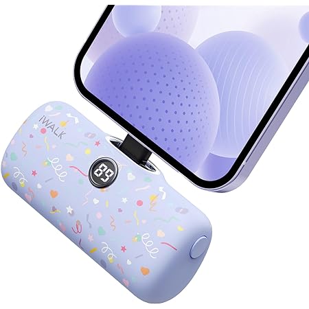 モバイルバッテリー 大容量 小さく ポータブルで かわいい【 2023新登場＆10000mAh & 22.5W/PD20W 急速充電】LEDデジタルディスプレイ& Light-ningケーブル内蔵，持ち運びに便利なランヤード付き 幅広い互換性 PD/QC/AFC/FCP/SCPプロトコルをサポート，iPhone 各種対応 防災グッズ 旅行/出張/停電対策/緊急用 (粉)