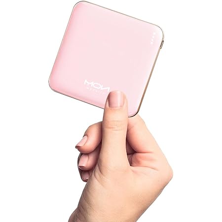 モバイルバッテリー 大容量 小さく ポータブルで かわいい【 2023新登場＆10000mAh & 22.5W/PD20W 急速充電】LEDデジタルディスプレイ& Light-ningケーブル内蔵，持ち運びに便利なランヤード付き 幅広い互換性 PD/QC/AFC/FCP/SCPプロトコルをサポート，iPhone 各種対応 防災グッズ 旅行/出張/停電対策/緊急用 (粉)