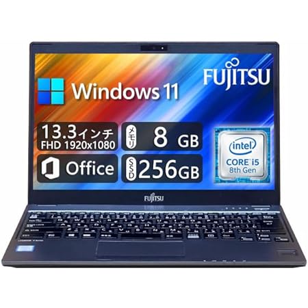 FUJITSU ノートパソコン LIFEBOOK P727 第7世代Core i5 7300U 2.6GHz/タッチパネル対応/8G/SSD 256G/Windows11/FHD 1920*1080/Webカメラ/WiFi/Bluetooth/12.5インチ 富士通ノートPC Office2019搭載 (Kings PC Store) (整備済み品) (8G SSD:128GB)