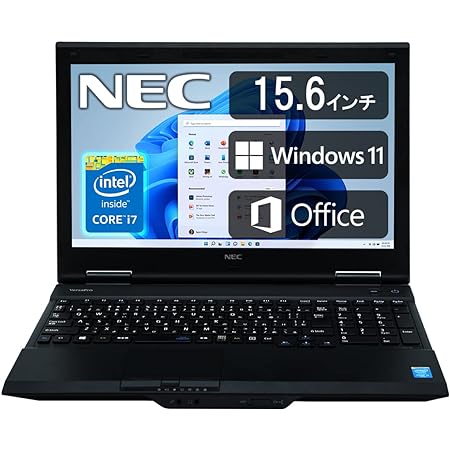 NEC ノートパソコン VK26 VK27/■高性能第4世代Core i7/Office 2019/Windows11 Pro/WIFI/HDMI/15.6型/16GB/(整備済み品) (テンキーなし, SSD 512GB)