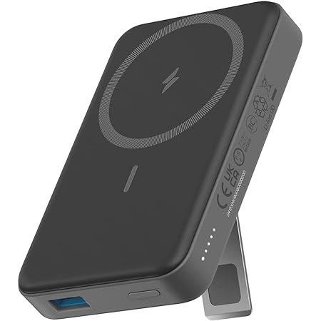 Auskang MagSafe対応 モバイルバッテリー マッグネット式 ワイヤレスバッテリー 10000mAh 大容量 軽量 ワイヤレス充電(最大出力15W) 急速充電 22.5Ｗ USB-A出力 Type-C入出力 残量表示 折りたたみ式スタンド ３台同時充電 持ち運び便利 iPhone/iPad/Android対応 スマホ充電器 防災グッズ 旅行/出張/停電対策/緊急用 PSE認証済（ブラック）