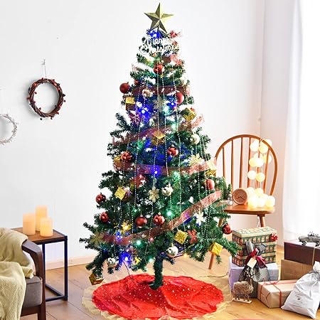 クリスマスツリー 180cm クリスマスツリーセット 大きい クリスマスツリーLED飾りライトオーナメント付き組立簡単 屋内 屋外クリスマスプレゼントクリスマスグッズ