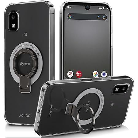 AQUOS wish3 SH-53D ケース リング付き アクオス ウィッシュ3 A302SH / SH-M25 / SoftBank 用 カバー Uovon スマホケース スタンド機能 薄い 車載ホルダー 対応 携帯カバー 軽量 ストラップ穴付き おしゃれ ・ ホワイト