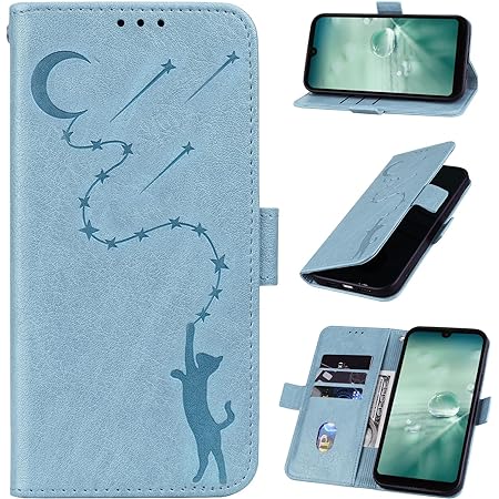 AQUOS wish2 ケース 手帳型 sh51c ケース AQUOS wishスマホケース shg06 a204sh ケース マグネット sh-51c 財布型 カバー カード収納 スタンド機能 a104sh 携帯 ケース 可愛い 猫柄 柔らかいTPU SH-M20 ケース 手帳型 薄型 軽量 防水 耐衝撃 全面保護 アクオスウィッシュ2 ケース – ライトブルー