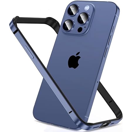 OURJOY iPhone15 Pro Max 用 バンパー アイフォン 15プロマックス アルミバンパー ストラップホール付き [アルミ+シリコン 二重構造] レンズ保護 耐衝撃 軽量 アルミサイドバンパー フレーム 携帯ケース・パープル