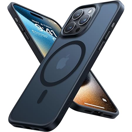 iPhone 15 Pro Max 適用 ケース Magsafe対応 アイフォン15プロマックス カバー 360°回転スタンド Uovon スマホケース アイホン 15promax 携帯ケース ワイヤレス充電 車載ホルダー 対応 ストラップ穴付き 半透明 指紋防止 黄变防止 ・ ブラック