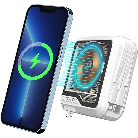 RELAX 3in1 MagSafe対応 モバイルバッテリー 10000mAh iPhone Apple Watch 同時充電 充電器 PD20W ケーブル一体型 急速充電 大容量 (10000mAh, ブラック)