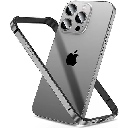 【YMXPY】iPhone15ProMax 用 バンパー アルミ ケース メタル+シリコンフレーム 二重構造 レンズ保護 軽量 ストラップ穴 耐衝撃 バンパー (iPhone15ProMax, ブルー)